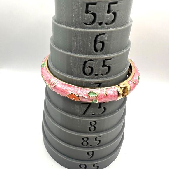 Pink Green Cloisonné Bracelet Jewelry Mark Enamel Preppy Statement Bangle - Picture 3 of 9